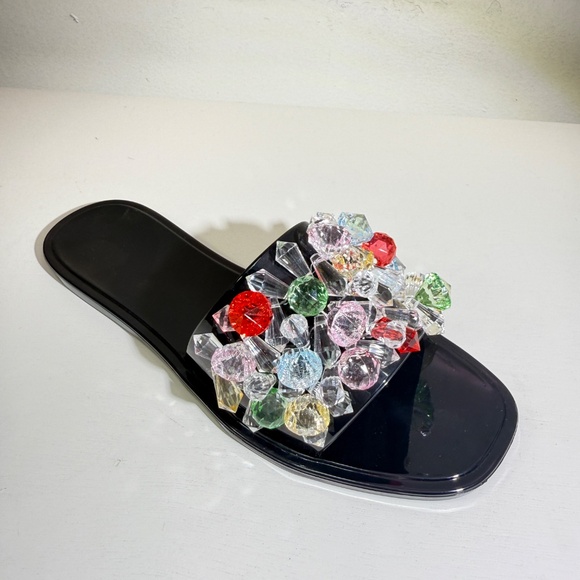 Women    Open Round Toe Slip On  Fashion crystals top Flats jelly Sandals Ds60 - Picture 1 of 8